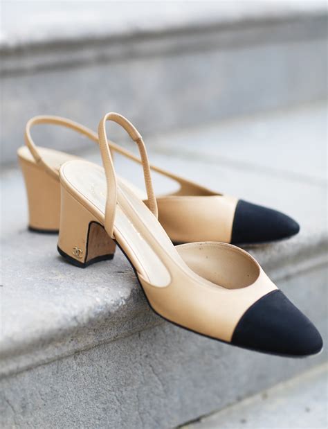 chanel two tone slingback|chanel pumps beige and black.